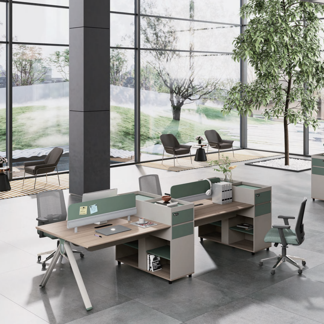 Collaborative Office Workstation Desk with Privacy Screens