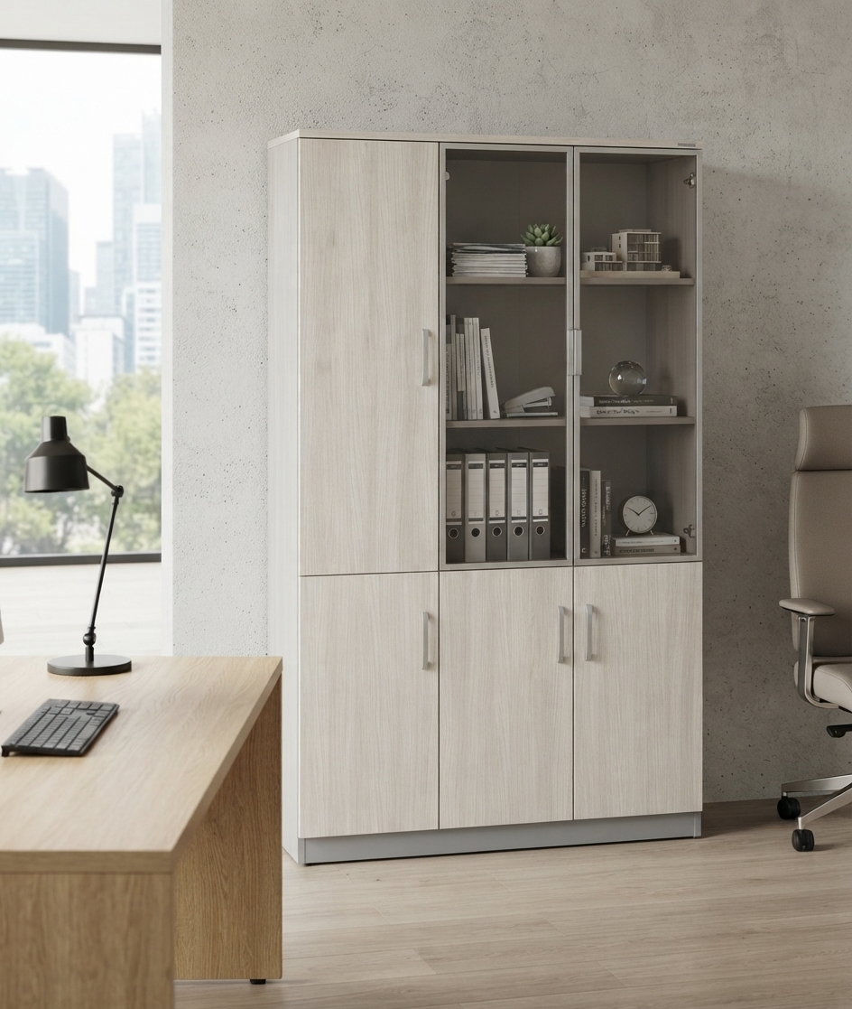 Office File Cabinet Modern Wood Storage Credenza Bookcase