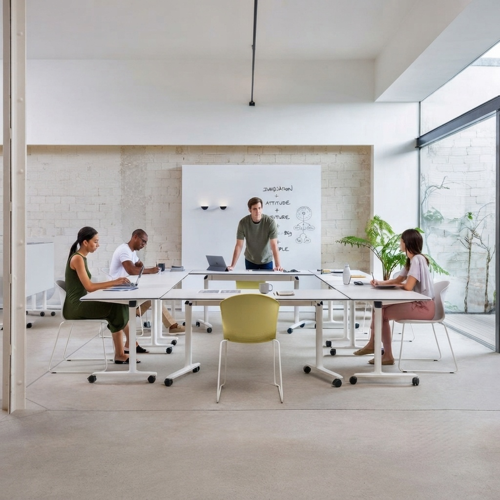 Folding Conference Table Mobile Training Room Workstation