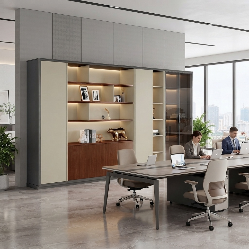 Executive Office Storage Cabinet Modern Shelves
