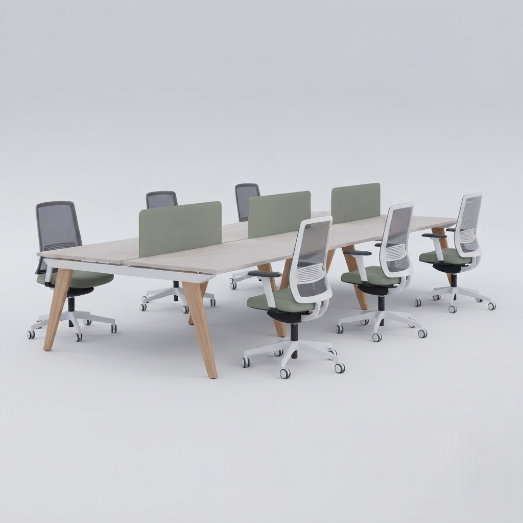 Office Workstation Modern Desk with Privacy Panel