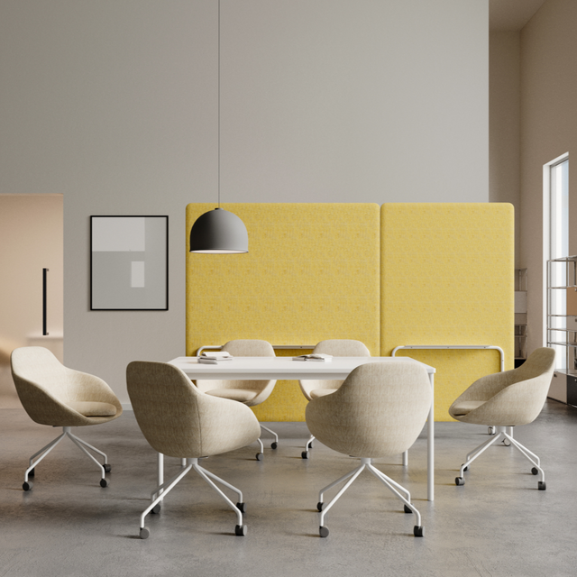 Compact Office Conference Table with Soft Upholstered Seating