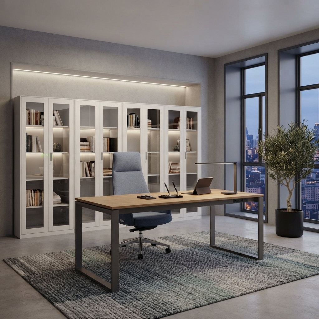 Glass Door Office Cabinet Modern Lockable Metal Filing Storage