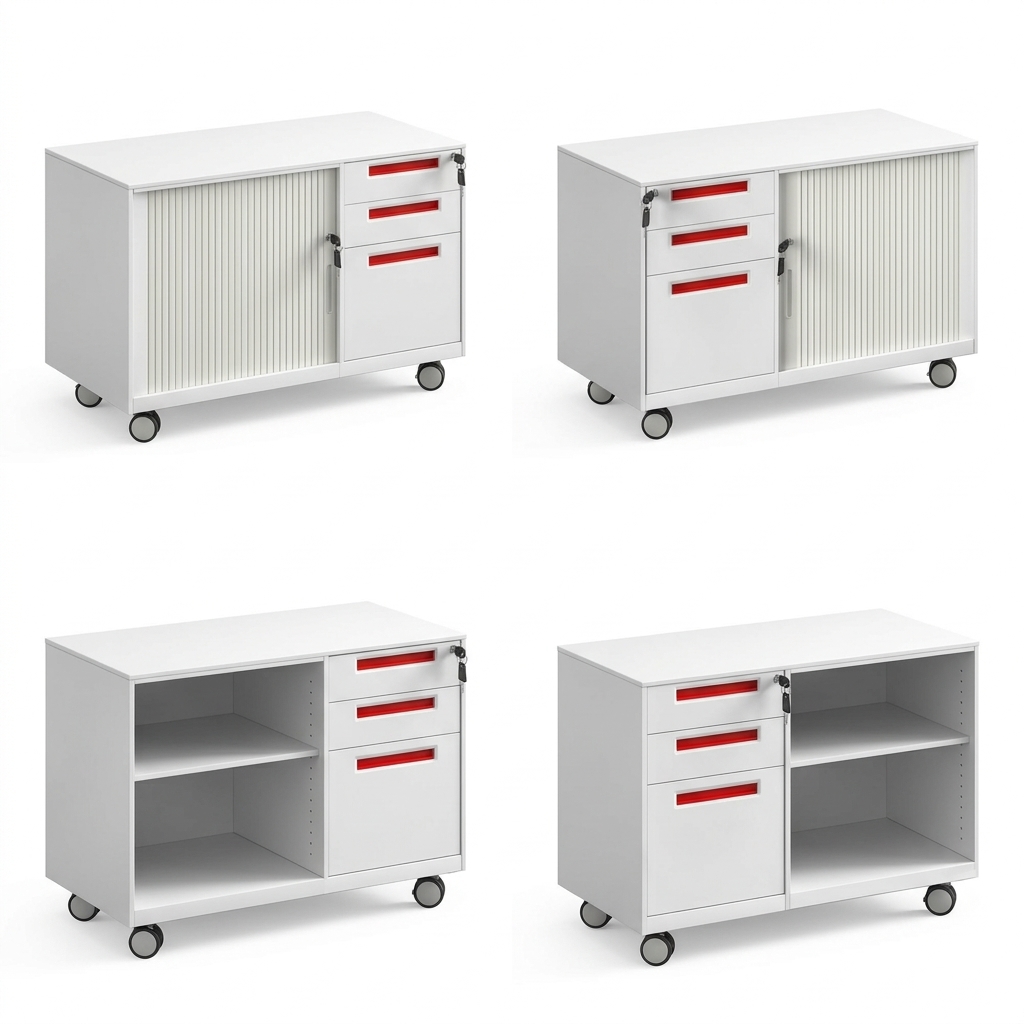 Mobile Rolling Multi-Tier Steel Office Storage Credenza