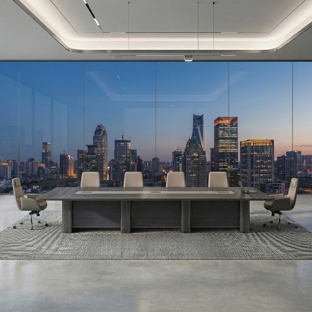 Executive Conference Table Integrated Power Large Modern Boardroom Furniture