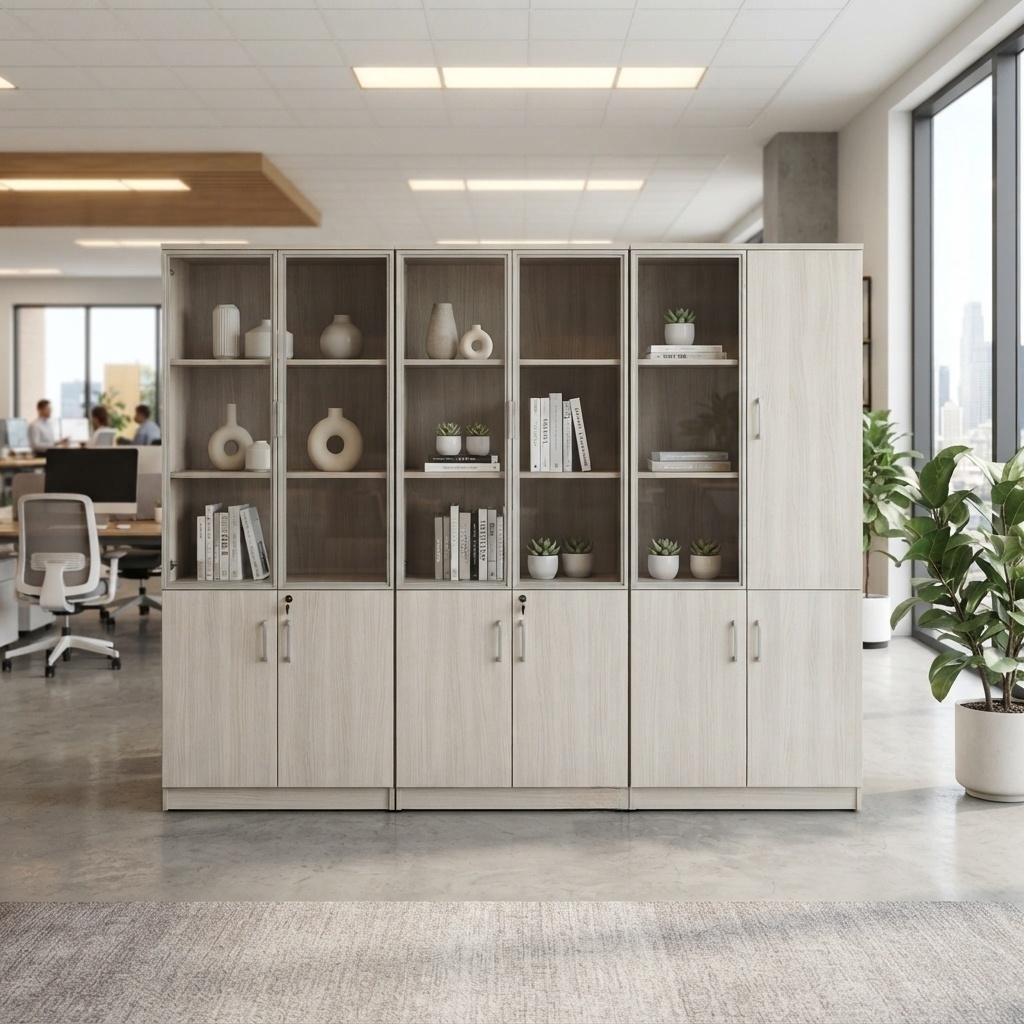 Office File Cabinet Modern Wood Storage Credenza Bookcase