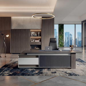 Executive Desk Modern Luxury L-Shaped Wood Director Table