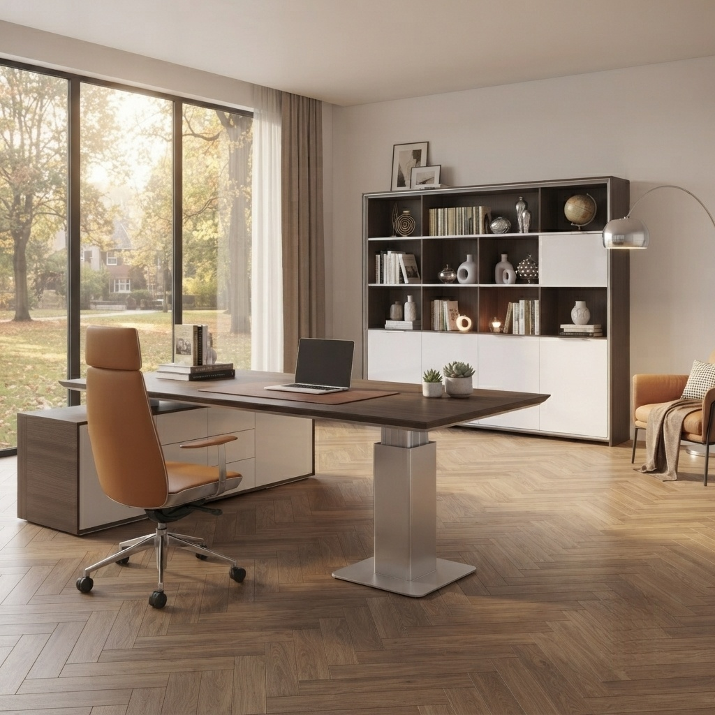 Height Adjustable Executive Desk Modern CEO Workstation