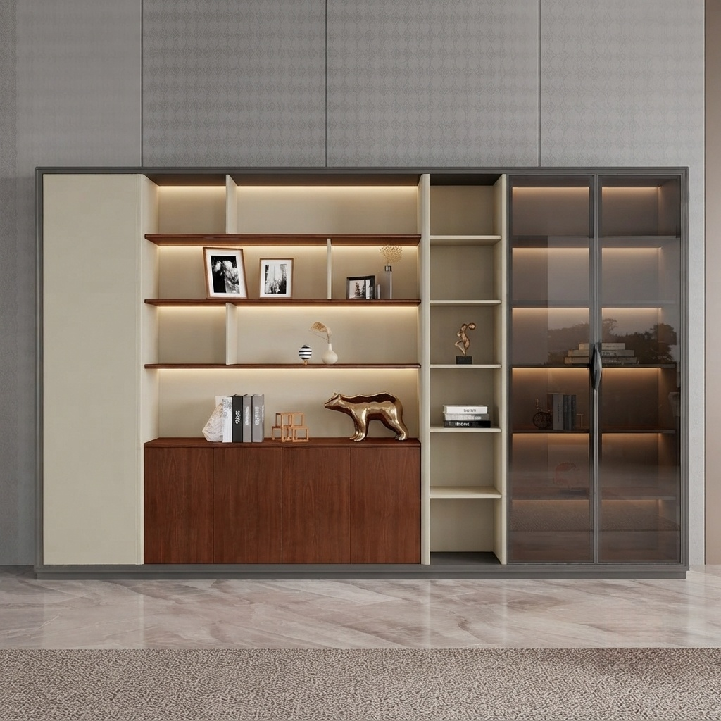 Executive Office Storage Cabinet Modern Shelves