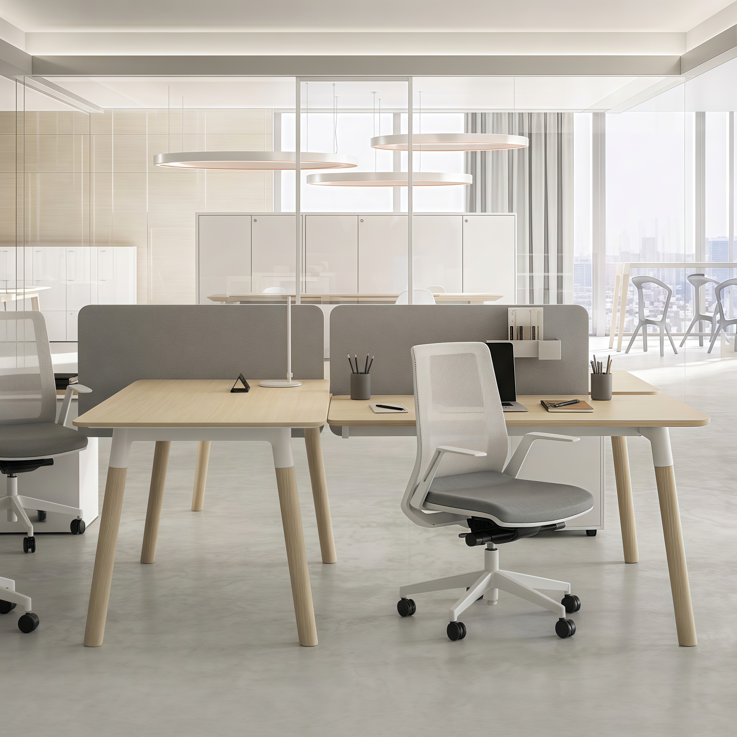 Office Workstation Modern Desk with Privacy Panel