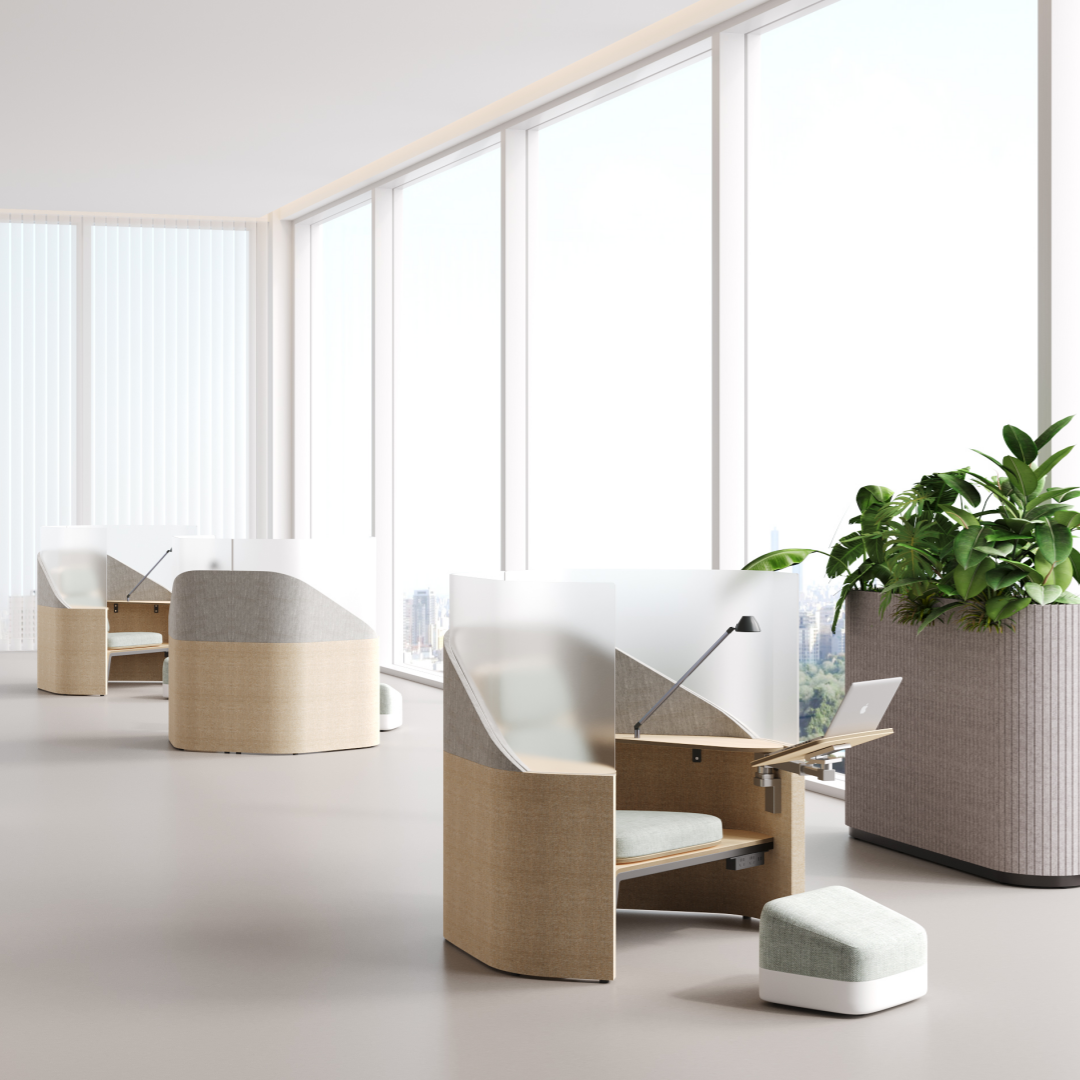 Acoustic Personal Pods with Swivel Desk for Office Focus