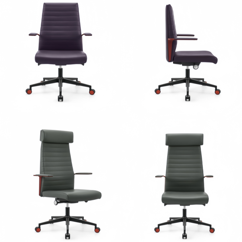 Executive Ribbed Leather Office Chair for Modern Workspace