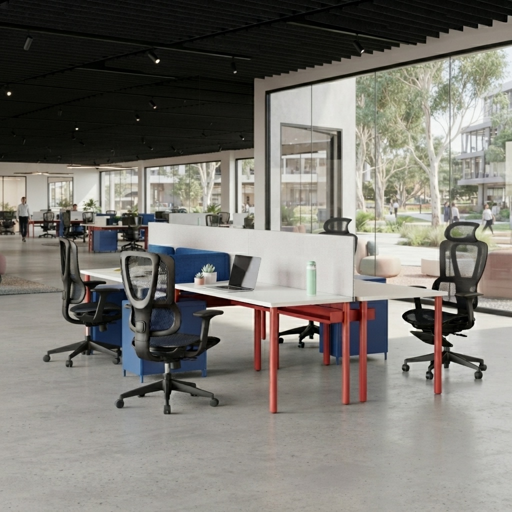 Modular Office Workstation Desk with Privacy Screen Storage