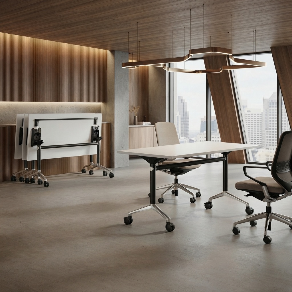 Folding Conference Table Mobile Training Room Workstation