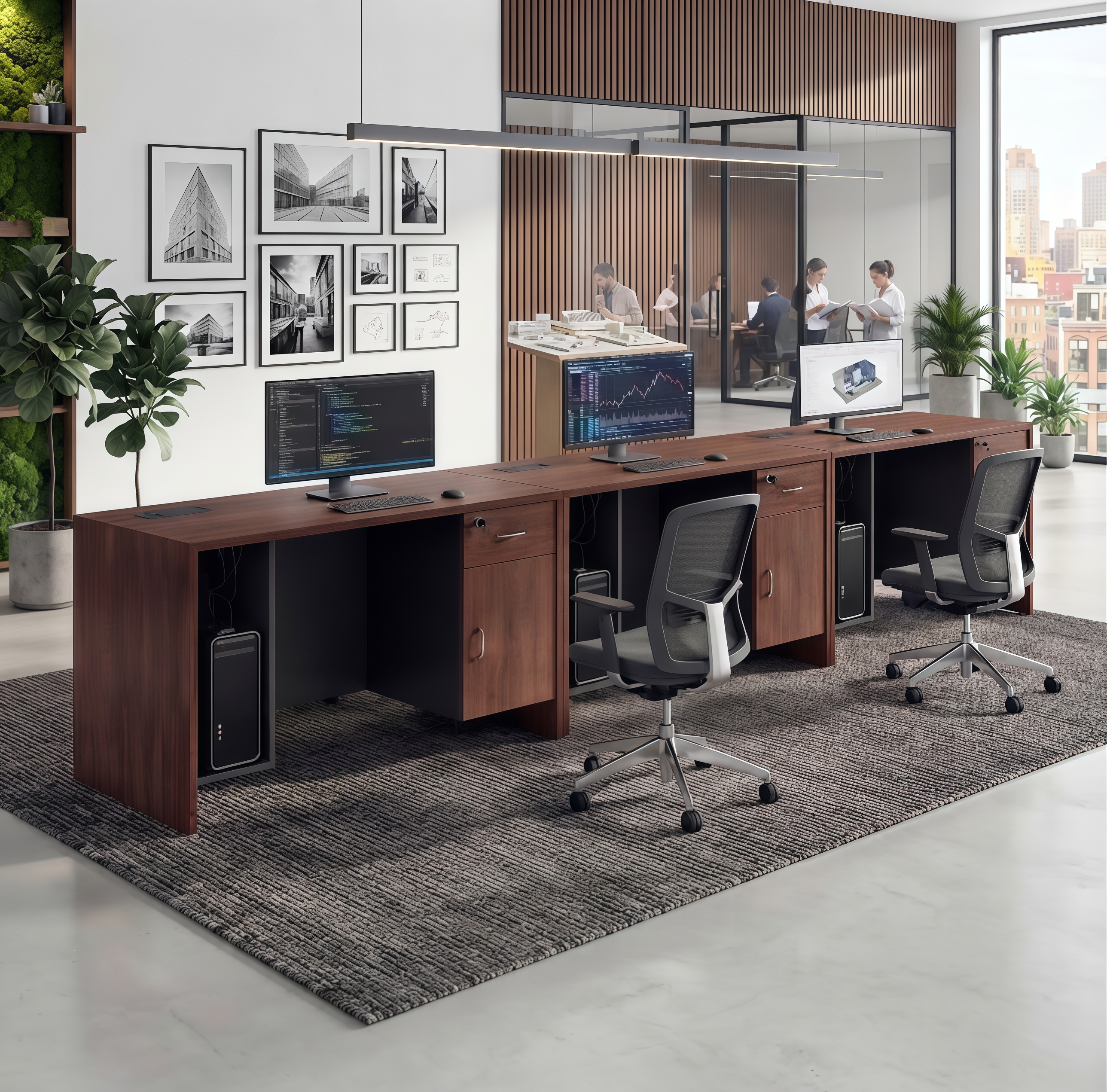 Executive Office Desk Modern Wood Workstation Computer Table