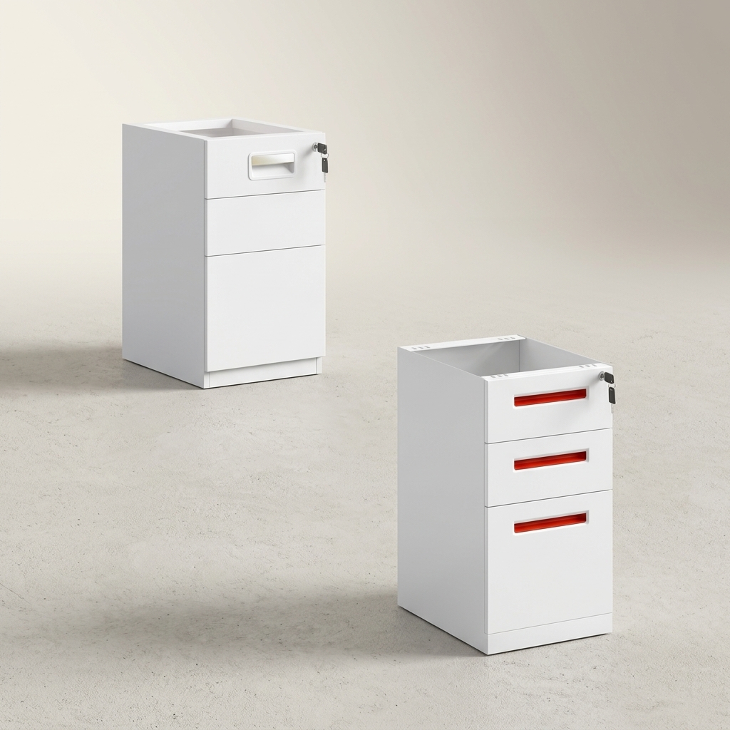 Under Desk Pedestal Fixed Steel Three Drawer Storage Cabinet
