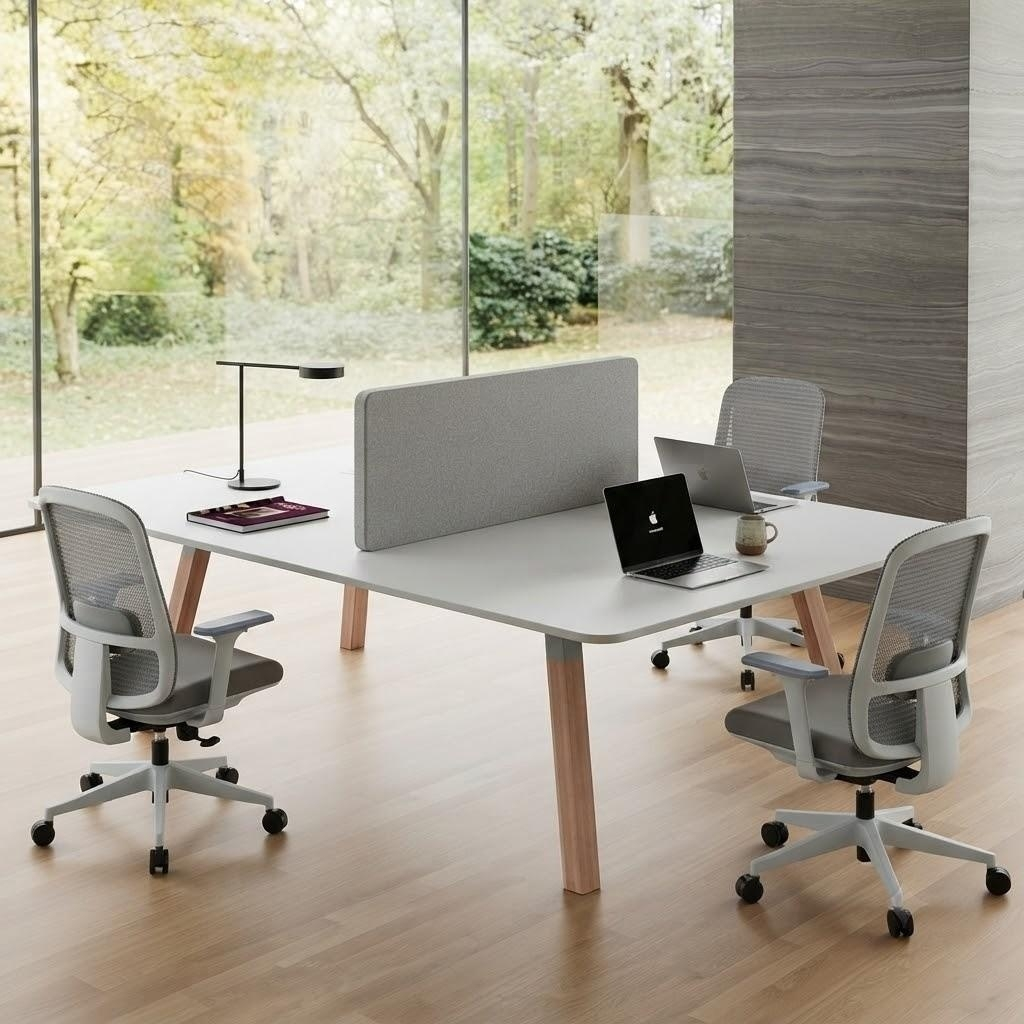 Office Workstation Modern Desk with Privacy Panel