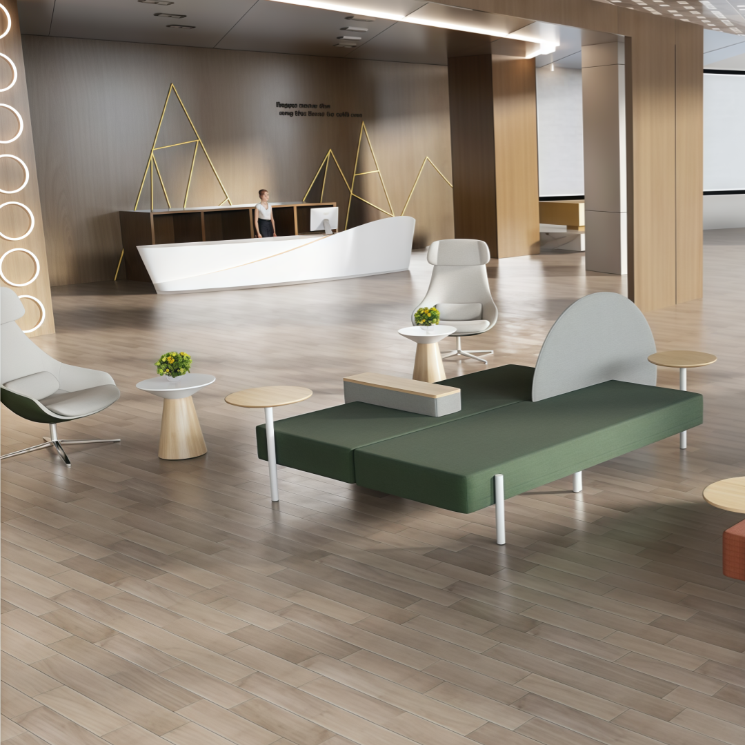 Modern Lounge Bench Seating with Privacy Screen Solution