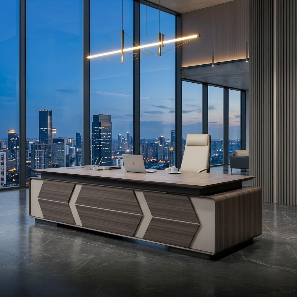 CEO Desk Voyage Series with Modern Wood Panel
