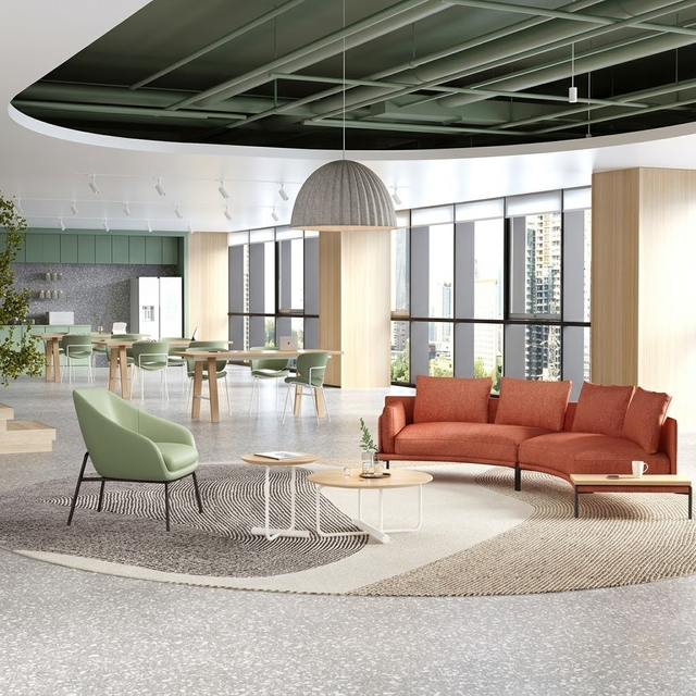 Workspace Lounge Solution Curved Sofa with Side Table
