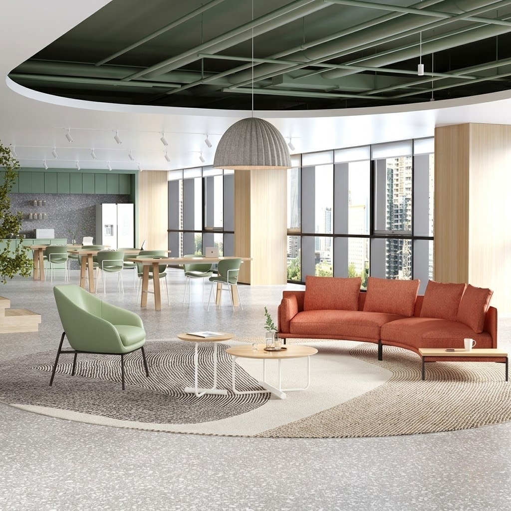 Workspace Lounge Solution Curved Sofa with Side Table