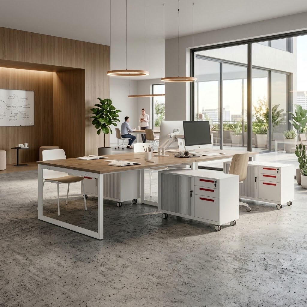 Mobile Rolling Multi-Tier Steel Office Storage Credenza