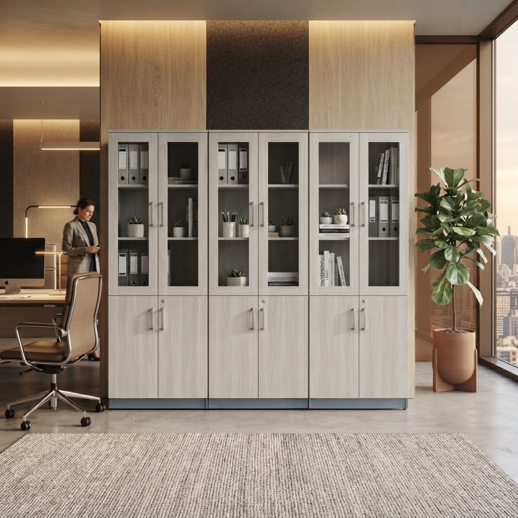 Office File Cabinet Modern Wood Storage Credenza Bookcase