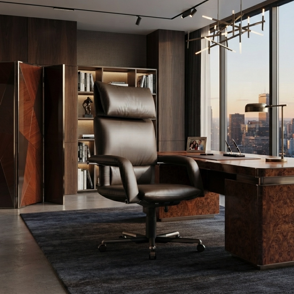 Vintage Executive Office Chair Ergonomic High Back Swivel Seating