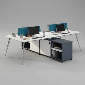 Bench Workstation 4 Person Modern Office Desk Storage
