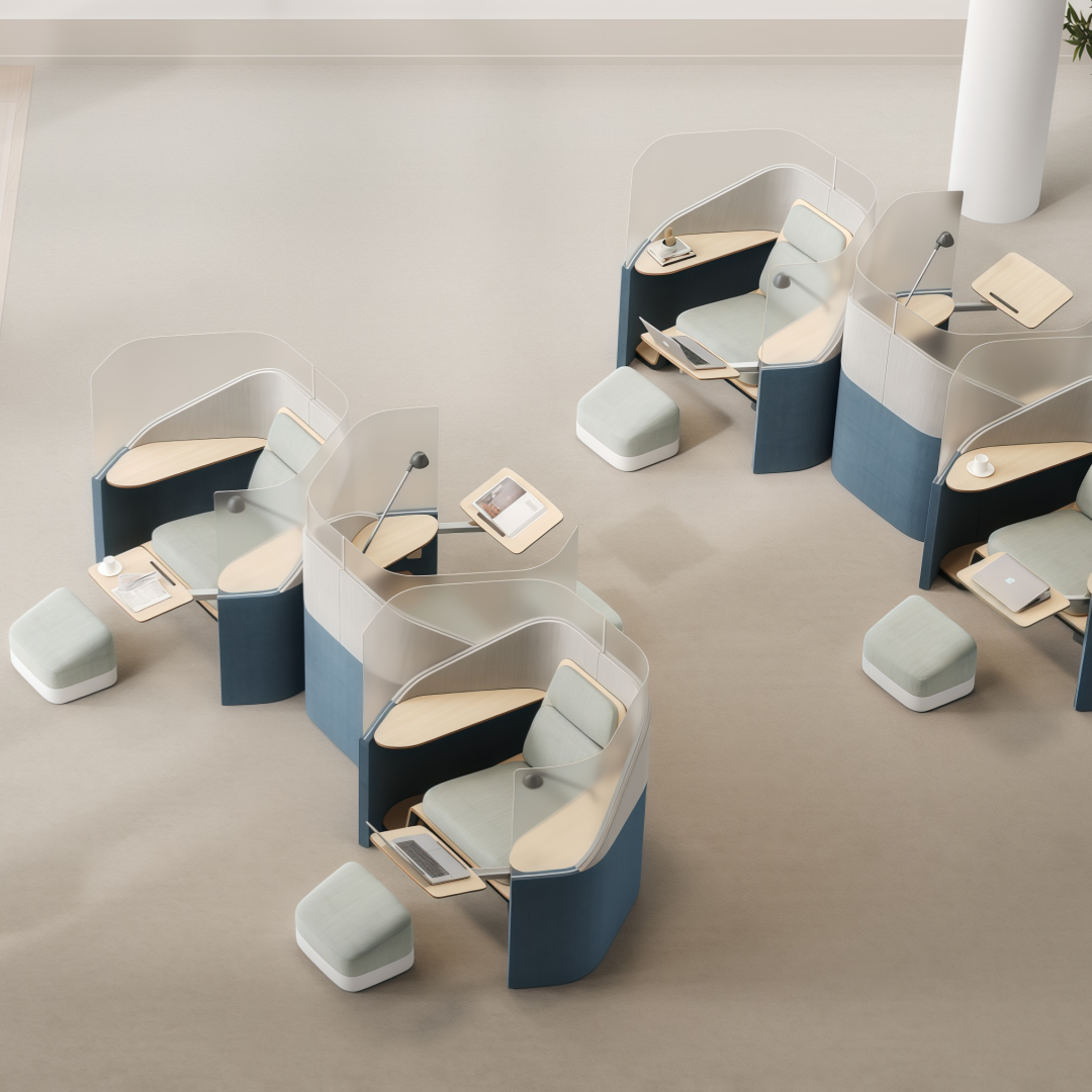 Acoustic Personal Pods with Swivel Desk for Office Focus
