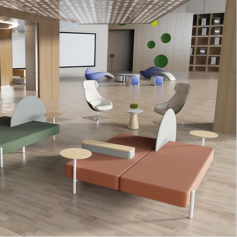 Modern Lounge Bench Seating with Privacy Screen Solution