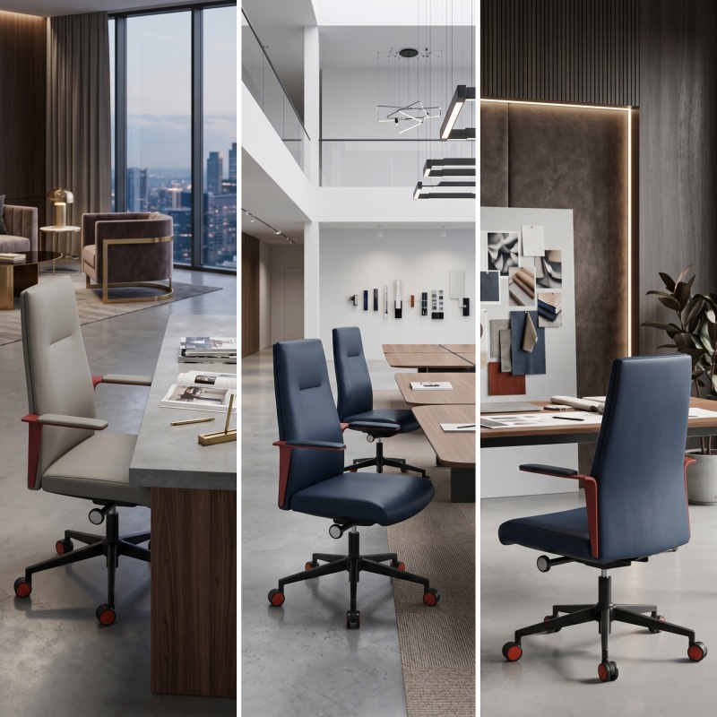 Modern CEO Boss Office Chair with Slim Padded Arms