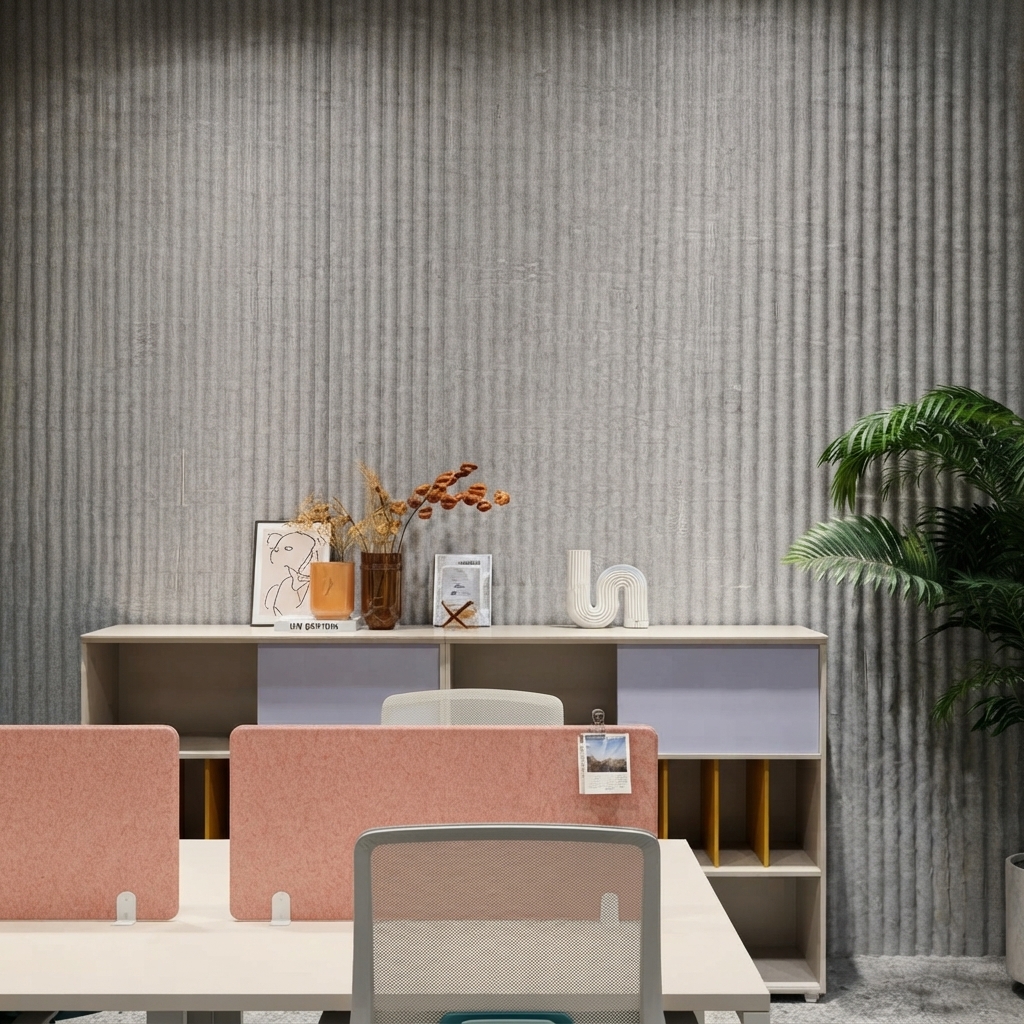 Fluted Acoustic Wall Panels PET Felt Decorative Office Cladding