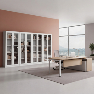 Glass Door Office Cabinet Modern Lockable Metal Filing Storage