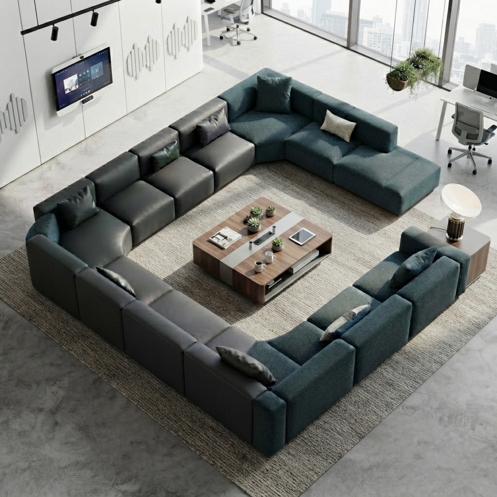 Modular Office Sofa Flexible Fabric Reception Lounge Seating