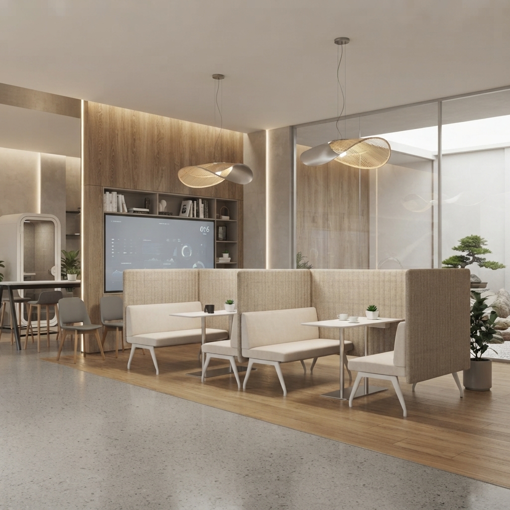Office Booth Reception Sofa High Back Booth Seating Commercial Furniture