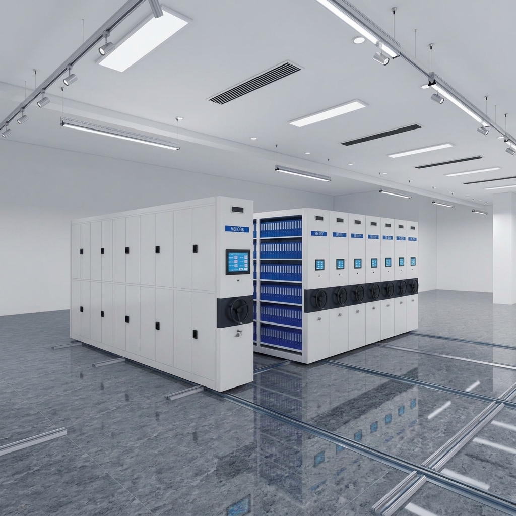 Smart Mobile Shelving System Electric High Density Archive Storage