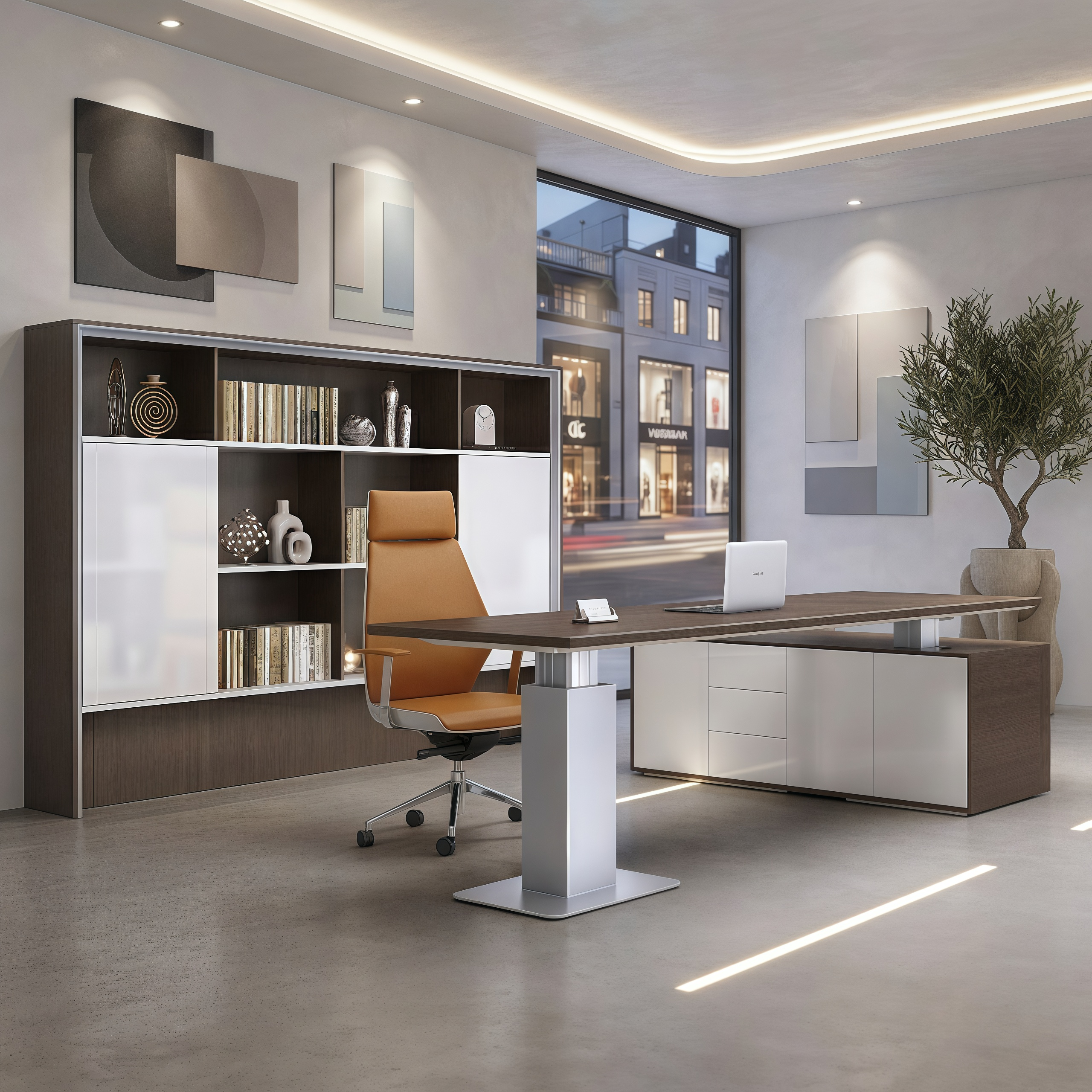 Height Adjustable Executive Desk Modern CEO Workstation