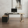 Standing Executive Desk Height Adjustable Wood Office Table
