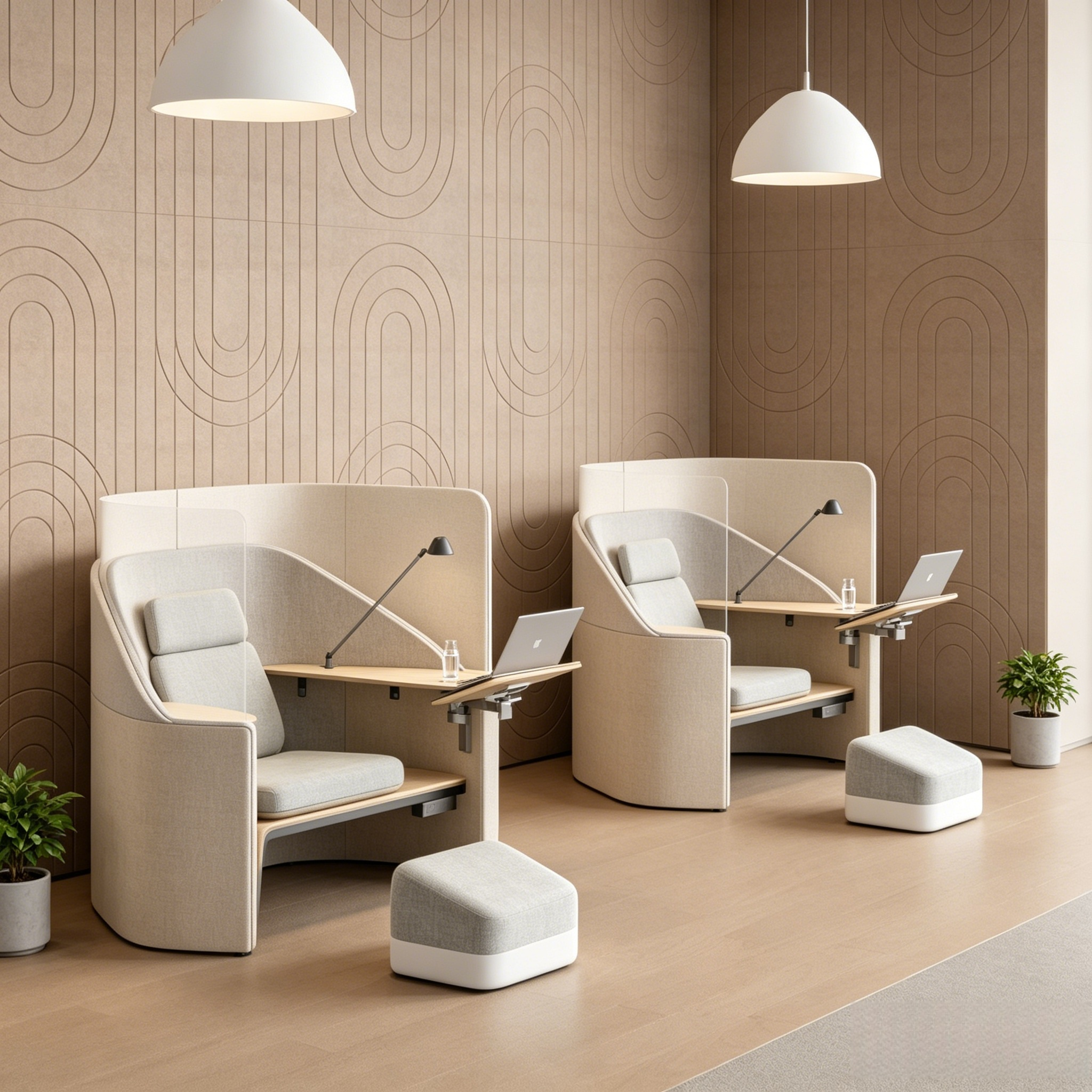 Acoustic Personal Pods with Swivel Desk for Office Focus