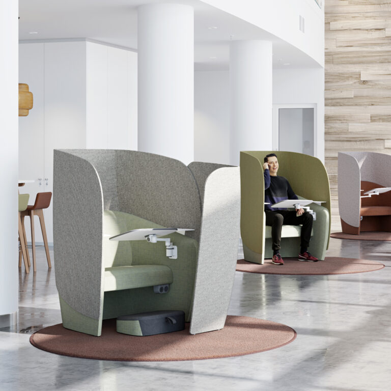 Acoustic Personal Pods with Swivel Desk for Office Focus