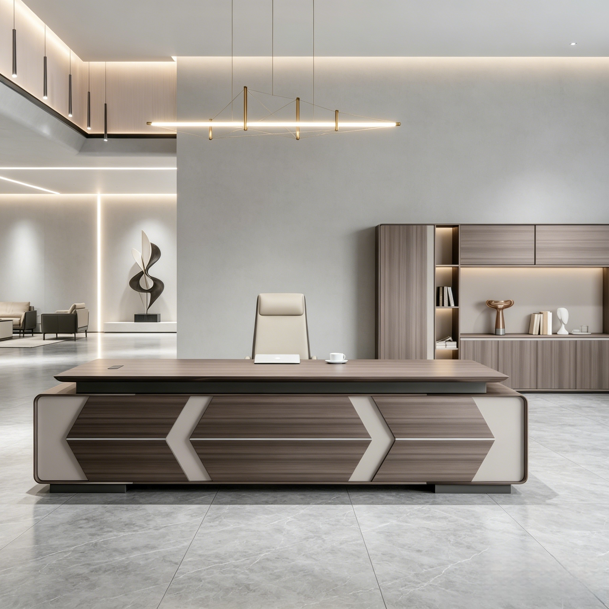 CEO Desk Voyage Series with Modern Wood Panel