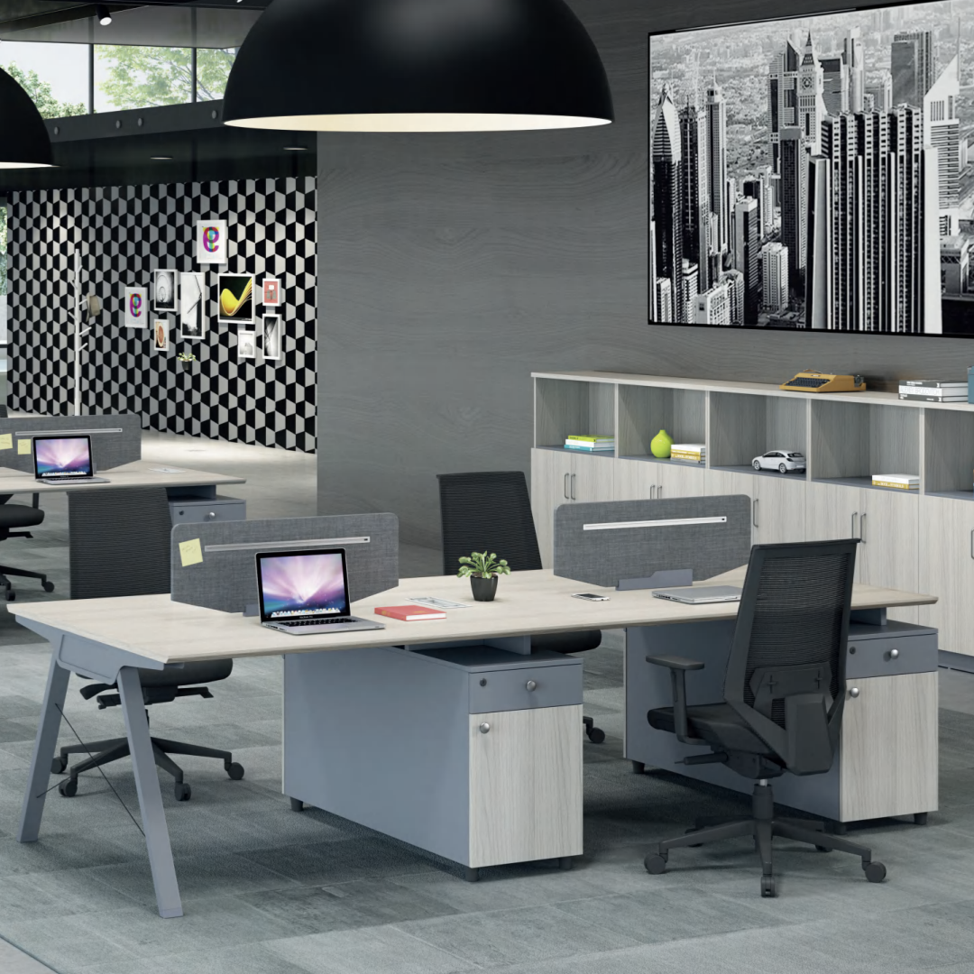 Collaborative Office Workstation Desk with Privacy Screens