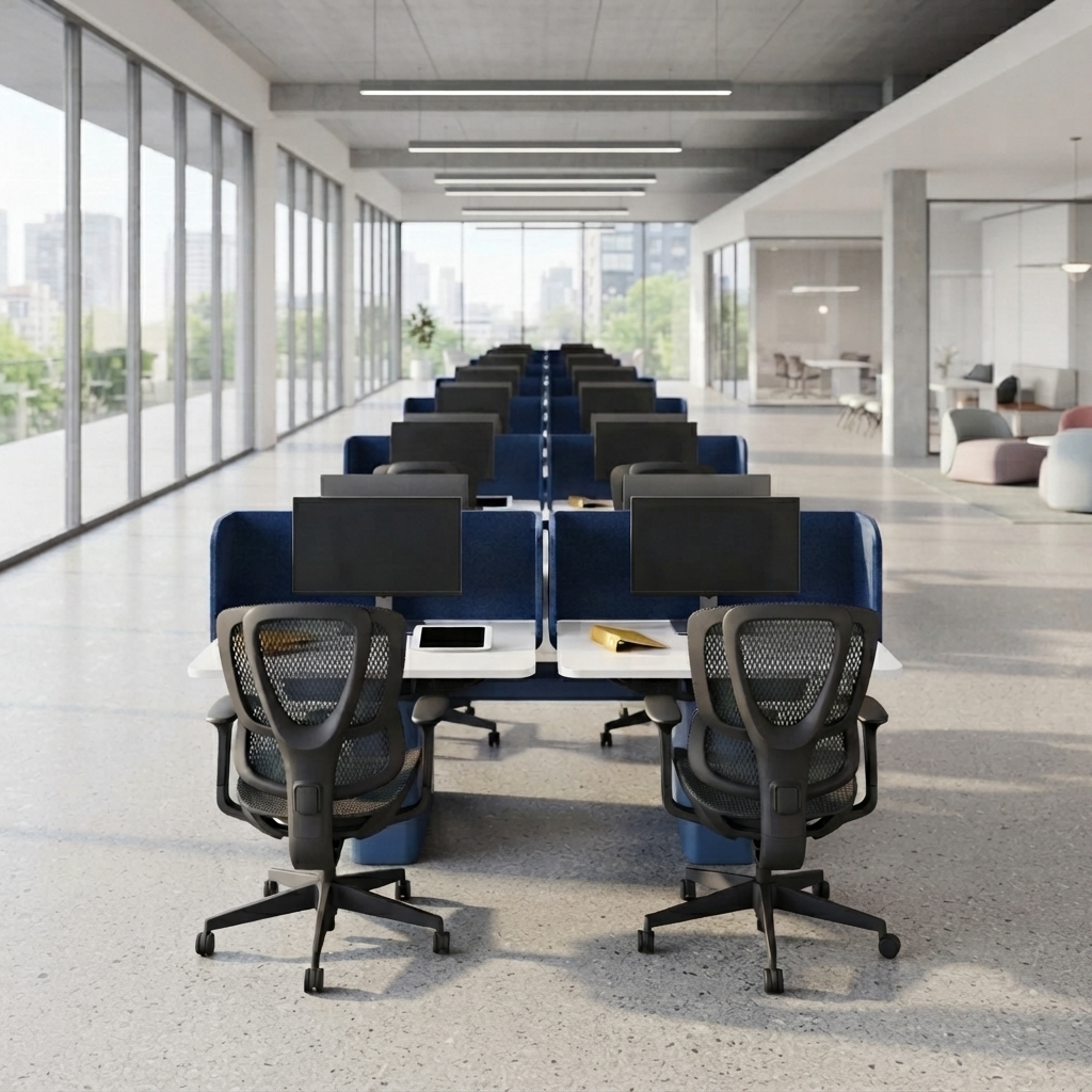 Modular Office Workstation Desk with Privacy Screen Storage