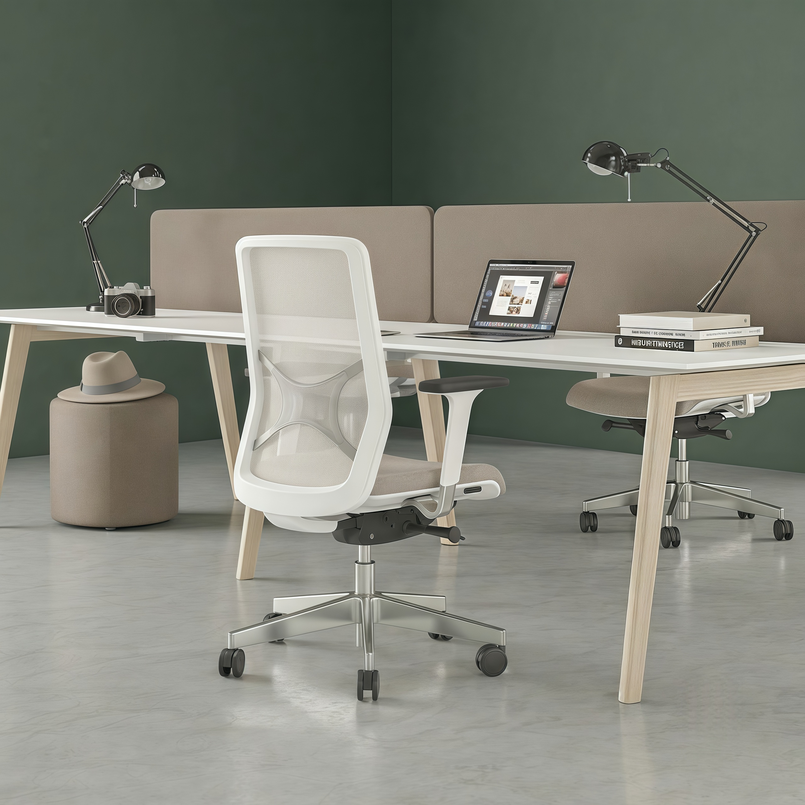 Office Workstation Modern Desk with Privacy Panel