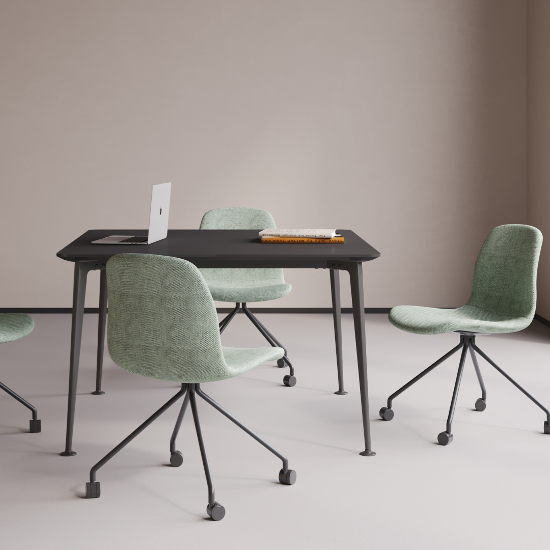 Compact Office Conference Table with Soft Upholstered Seating