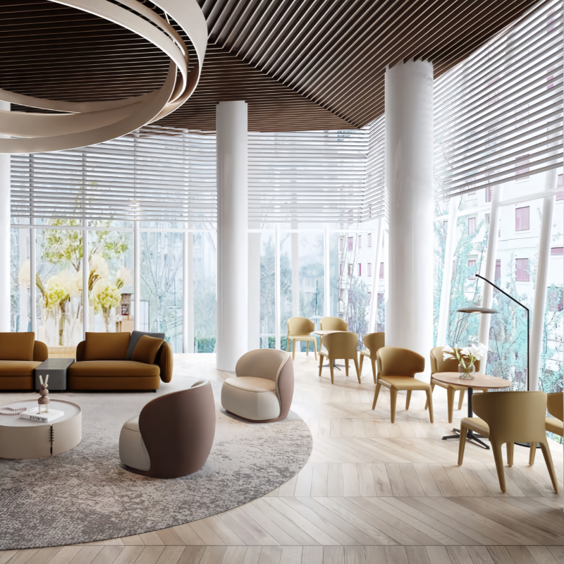 Modern Leather Lounge Seating for Office Public Areas